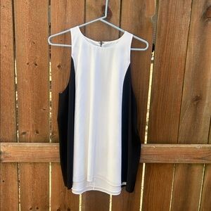 Alice + Olivia Sleeveless Layered Black White Tunic Top Size Large NWT